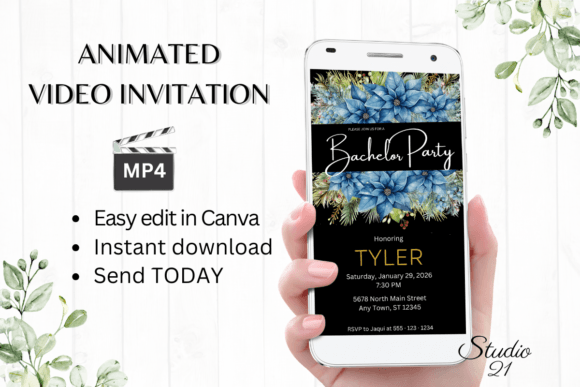 Christmas Bachelor Party Invite W5217: A Festive Digital Template