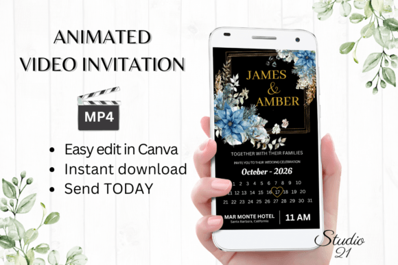 Christmas Wedding Invitation W8213B: Your Animated Digital Evite
