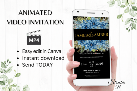 Christmas Wedding Invitation W8217: A Digital Animated Video Template