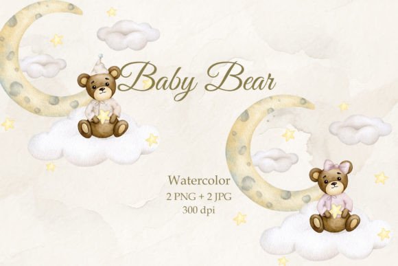 Cute Teddy Bear Watercolor Illustrations for Designers & Creators