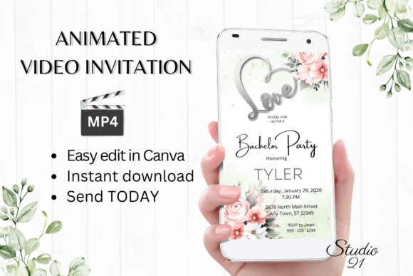 Elegant Pink Roses Bachelor Party Invites for a Stylish Send-Off