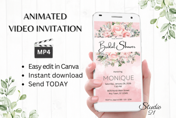 Elegant Pink Roses Bridal Shower Invite: A Digital Template Guide