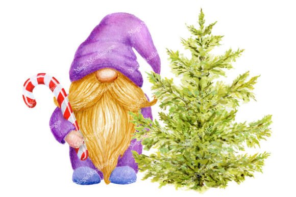 Festive Charm: Watercolor Gnome Art for Holiday Designs
