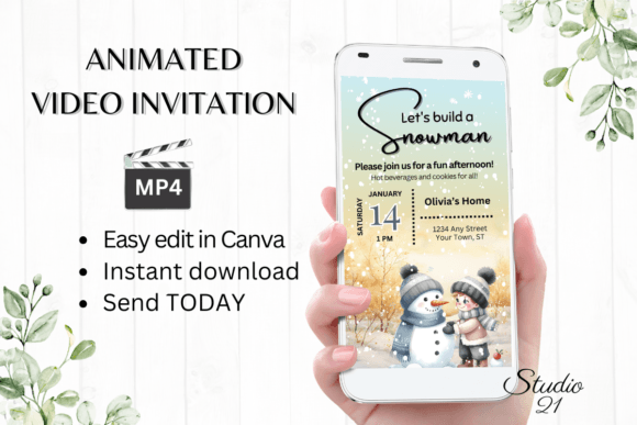 Snowman Party Invitation: A Modern Template for Winter Celebrations