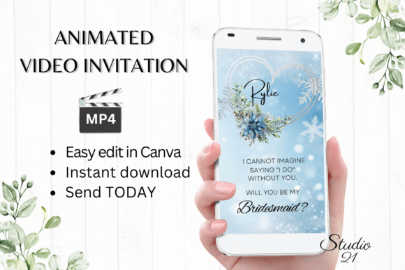 Winter Bridesmaid Proposal W3258M: A Digital Invitation Template