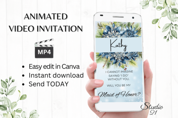 Winter Elegance: A Digital Proposal for Your Maid of Honor