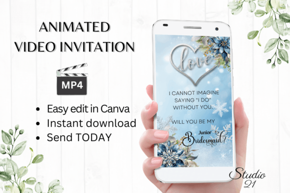 Winter Junior Bridesmaid W3250JM: A Digital Animated Video Invitation Template