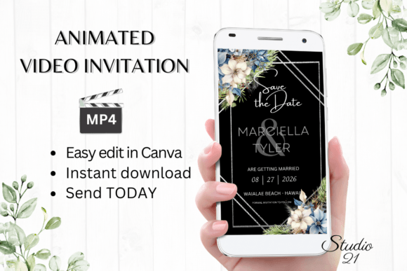 Winter Save the Date Announcement W2255: A Modern Evite Solution
